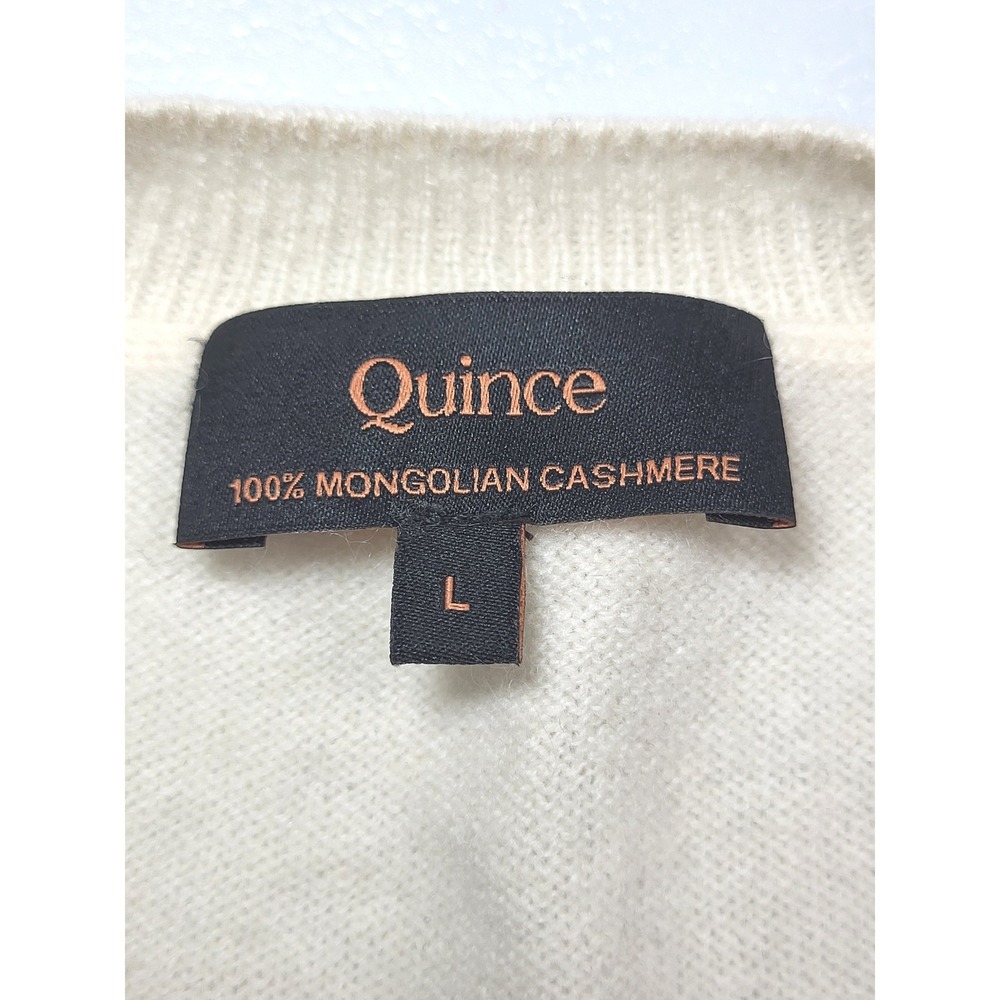 Quince Mongolian Cashmere Tee Ivory Short Sleeve Crew Neck Sweater Large Office - Picture 6 of 9